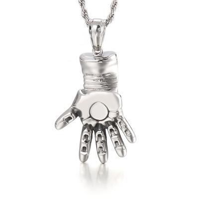 China FASHIONABLE NINE Fashion Hips Hops Stainless Steel Necklace Jewelry Custom Design Iron Men Enchanter Robot Hand Pendant for sale