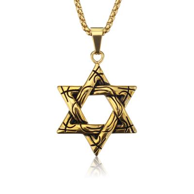 China FASHIONABLE NINE Korean Design Fashion Personality Jewelry Religious Jewish Men Star David Pendant Necklace for sale