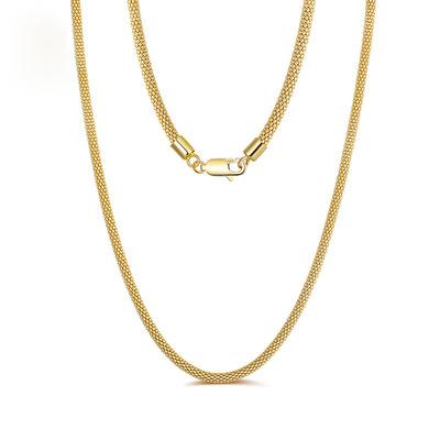 China Rose Gold Over Genuine 925 Sterling Silver Rhodium/14K Hip Hop NINE 3mm Mesh Popcorn Chain Necklace For Women for sale