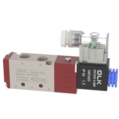 China Dust proof OLK NEW dust proof red 5/3 Solenoid Valve Multiple voltage options, AC 220V and DC  4V210-08 for sale