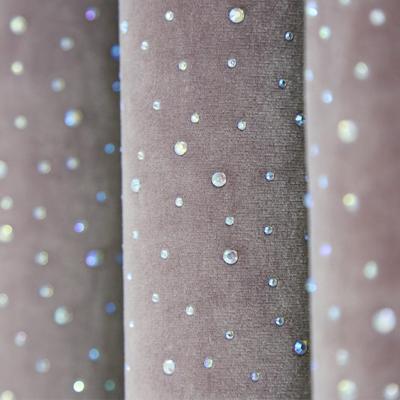 China Velvet Metallic Fancy Fabric With Crystal Beads Holland Velvet Curtains For Living Room for sale