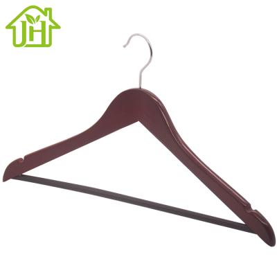 China Hanger With Notches In Two Ends Universal Wardrobe Multifunctional Durable Anti-skid Promotion Clothing Wooden Coat Hanger for sale