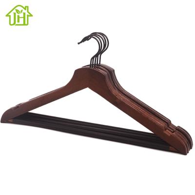 China Factory Wholesale Best Quality Cheap Antique Two Ends Hanger With Notches Non Slip Clothes Shirt Adult Wooden Coat Hanger for sale