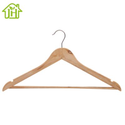 China Hanger with notches in two ends free sample natural durable handmade solid wooden clothes shirt hangers non slip natural OEM hangers for sale