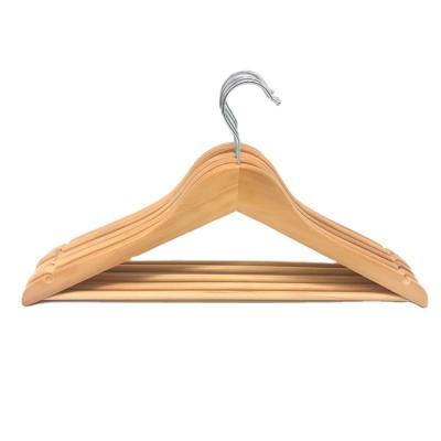 China Two Ends Top Level Wholesale Non-slip Boutique Vintage Solid Laminated Wood Clothes Hanger With Notches Clothes Wooden Hanger for sale