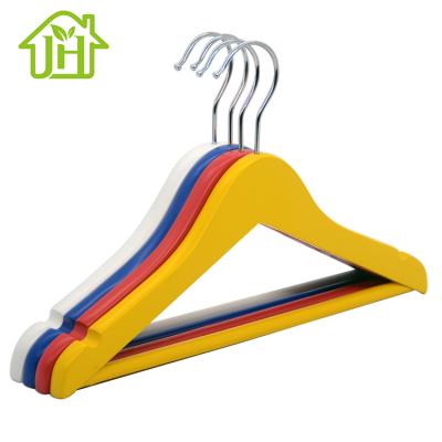 China Kids dimension new arrival best selling color luxury baby anti slip premim wooden coat hangers for retail store for sale