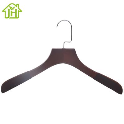 China Fashion Premium Velvet Anti-Slip Shoulder Coat Suit Wooden Suit Hangers Contemporary Wholesale Factory Customized With Logo for sale