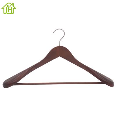 China Manufacturer Minimalist High Quality Natural Promotion Non-slip Premium Solid Wooden Hangers With Custom Logo for sale