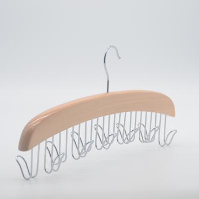 China Wooden Tie/Belt Hanger with 12 Racks 12 Hooks Wooden Tie Hanger Belt Tie Hanger for Store for sale