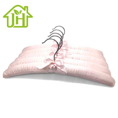 China Contemporary High Quality Anti-theft Satin Padded Stain Solid Silk Hanger Daily Living Cloth Hanger For Hotel for sale