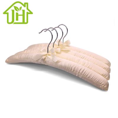 China Contemporary Top Sale Natural Durable Anti Slip Style Single Satin Padded Hanger With Decoration for sale