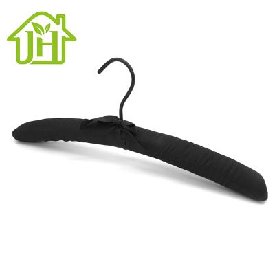 China Factory direct sale contemporary customizable high quality black satin clothing hangers for store for sale