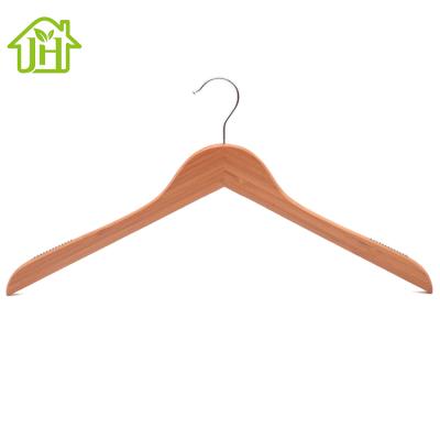 China Hanger with notches in two ends custom natural color china supplier gold display bamboo fabric hangers wholesale style for sale