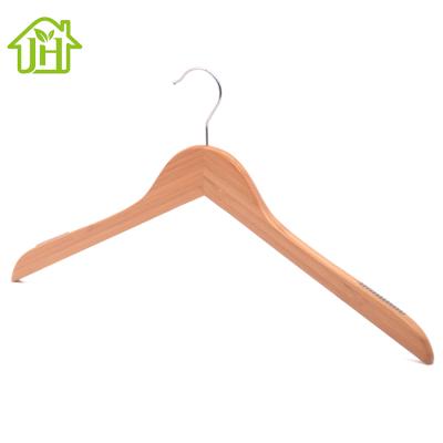 China Hanger with notches in two ends factory advanced multifunctional laminated wood hanger with anti-slip bar for coats for sale