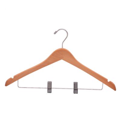 China Hanger with notches in two ends factory direct sale special premium non-slip natural wood clothes coat suit hanger for sale