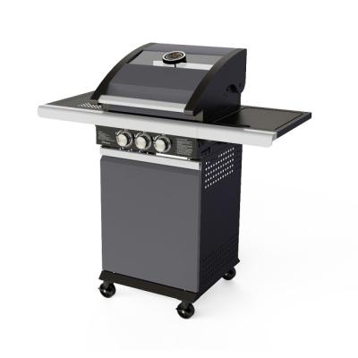 China NEW Easily Assembled Gas BBQ Main 2 Burner With 1 Side Burner With Glass Window for sale