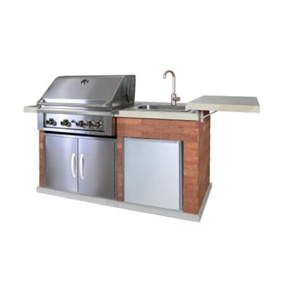 China Easily Assembled Open-plan Kitchen With Island BBQ Grill Built In Kitchen Island for sale