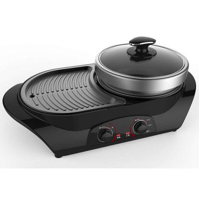 China Easily cleaned tabletop electric grill with soup pot for sale