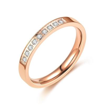 China FASHIONABLE Gold Plated Diamond Fashion Tail Adjustable Size Inlaid Titanium Steel Ring Party Rings Korean Jewelry Women For for sale