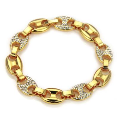 China Fashion Luxury Punk Geometric Oval Bracelets Links Crystal Gold Plating Metal Chain Bracelets Bracelet For Adult High for sale