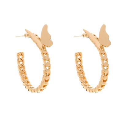 China Amazon hot romantic butterfly earrings for women fashion personality geometric c-shaped earrings punk geometric circle earrings 2021 new for sale