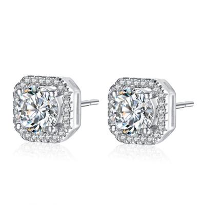 China FASHIONABLE Hot Sale Square Amazon Cubic Zircon Stud Earrings For Women Luxury High Quality Stones Wedding Silver Earring Jewelry 925 for sale