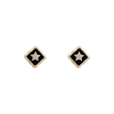 China Amazon FASHION Hot Sale European Geometric Stud Earrings For Women Micro Zircon Star Vintage Square Personality Jewelry 2021 Newest for sale