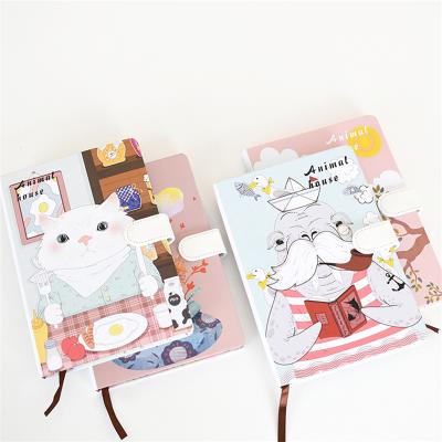 China Wholesale Cute Student Printed Cartoon Design Hardcover Book Hand Book Stationery Diary Notebook With Magnetic Button Notepad for sale