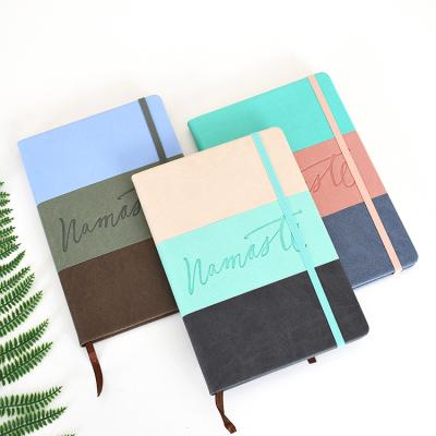 China New Design A5 Notebook PU Office Notebook Printed Colorful Leather Hardcover Journal Book With Rubber Band Custom Logo Accept for sale