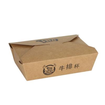 China Brown Customized Disposable Kraft Take Out Paper Box Chinese Fast Food Paper Box for sale