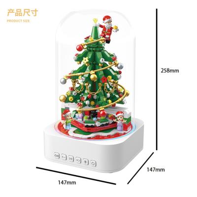 China New Arrivals Rotating Revolving /music/light Christmas Tree Music Box Rechargeable Building Blocks Set Novelty Gifts for sale