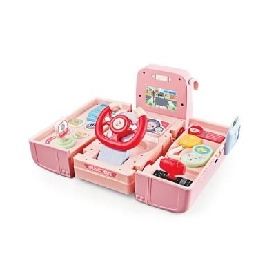 China New style simulation steering wheel music deformation toy musical education plastic bus model toy car for sale