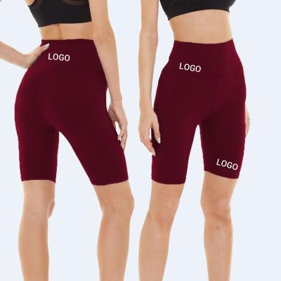 China Breathable Biker Shorts Home Gym Shorts Women Workout Fitness Sports Biker Dark Red Custom Biker Shorts for sale