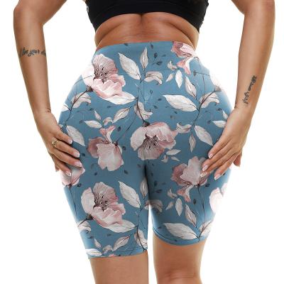 China Floral Breathable Cycling Shorts Home Gym For Women Cycling Shorts Workout Fitness Sports Cycling Shorts for sale