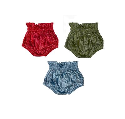 China Breathable Baby Bloomers Solid Color Velvet Elastic Bloomers For Toddler Plain Bummies Kids Valentine Baby Bloomers Jumpsuits for sale