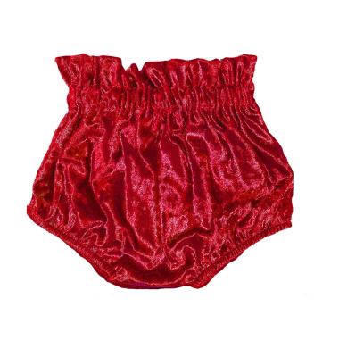 China Breathable ruffled baby bloomers custom made velor top solid color baby waist bummies baby bloomers wholesale for sale