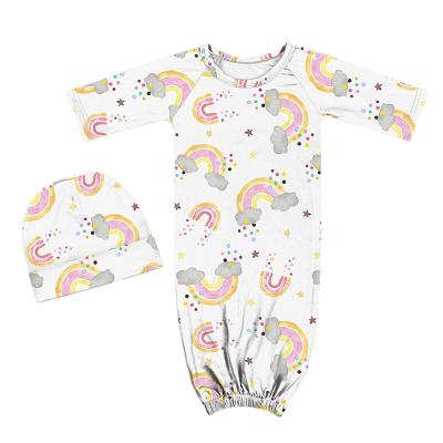 China Customized 2 Pcs Baby Pajamas Baby Clothes Antibacterial Rainbow Printing Sleeping Bag Sleeping Bag Ultralight Sliping Popularcust for sale