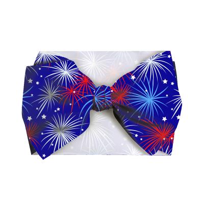 China Hot Sale 2021 Ball Cloth Baby Headband And Bows Baby Blue Fireworks Headwear Cute Girls' Clothing Sets Headband for sale