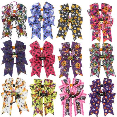 China Cloth In-stock 12 Colors Hallowmas Hair Accessories For Kids Creepy Colorful Hair Accessories Baby Rings Hair Clip Popular for sale