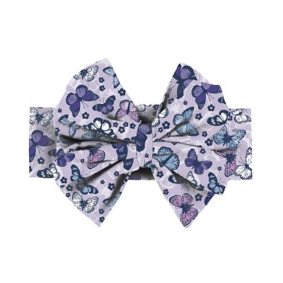 China Hot Sale 0-24M Butterfly Printing Soft Baby Headband Baby Elastic Bows And Soft Headbands Headband For Kids Baby for sale