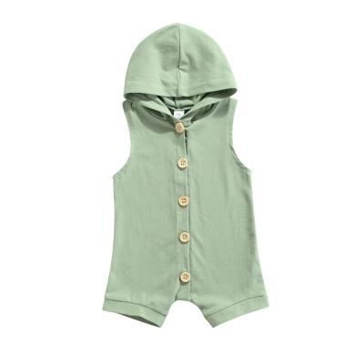 China Hot Selling Unisex Sleeveless Newborn Infant Romper Hoodie Baby Romper Solid Color Spandex/Cotton Infant Romper for sale