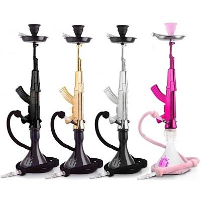 China 2021 Hot Sale Handmade Shesha Rose White Ak 47 Gun Shape Hookah For Hookah Shisha for sale