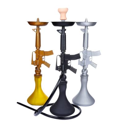 China 2021 Hot Sale Handmade Shesha Zinc Alloy Ak 47 Gun Shape Hookah For Hookah Shisha for sale