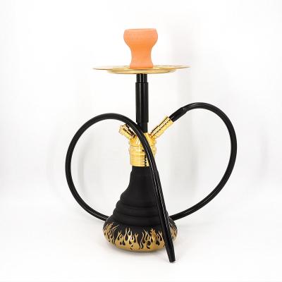 China Handmade Luxury Golden Aluminum Alloy Smoking Shisha Set Black Plating Majestic Hookah for sale