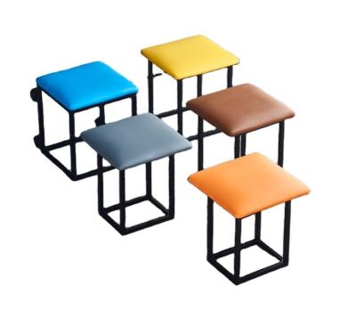 China Universal Low Sneaks Creative Sofa Chairs For Living Room And Bedroom Modern Simple Metal Square Stool for sale