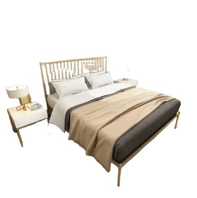 China Detachable Modern Single Reinforcement Thickening Iron Furniture Economy Master Bedroom Family Family Princess Double Bed Small for sale