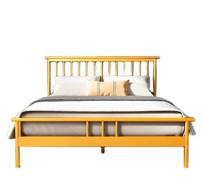 China Reinforcement iron iron art bed detachable nordic double and modern simple single bed apartment iron bed frame for sale