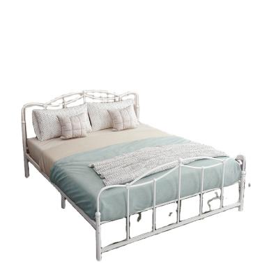 China Luxury Nordic light wrought iron double or single bed detachable baking painting style simple modern iron bed frame for sale