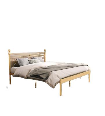 China Detachable Nordic Light Luxury Double Or Single Piece Wrought Iron Bed By Baking Painting Simple Modern Style Iron Bed Frame for sale