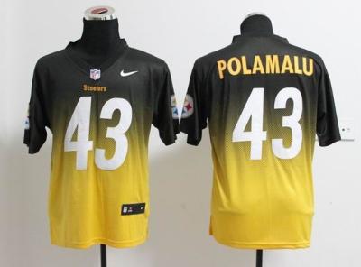 China NFL pittsburgh steelers 43 Polamalu Drift Fashion II black yellow jersey for sale